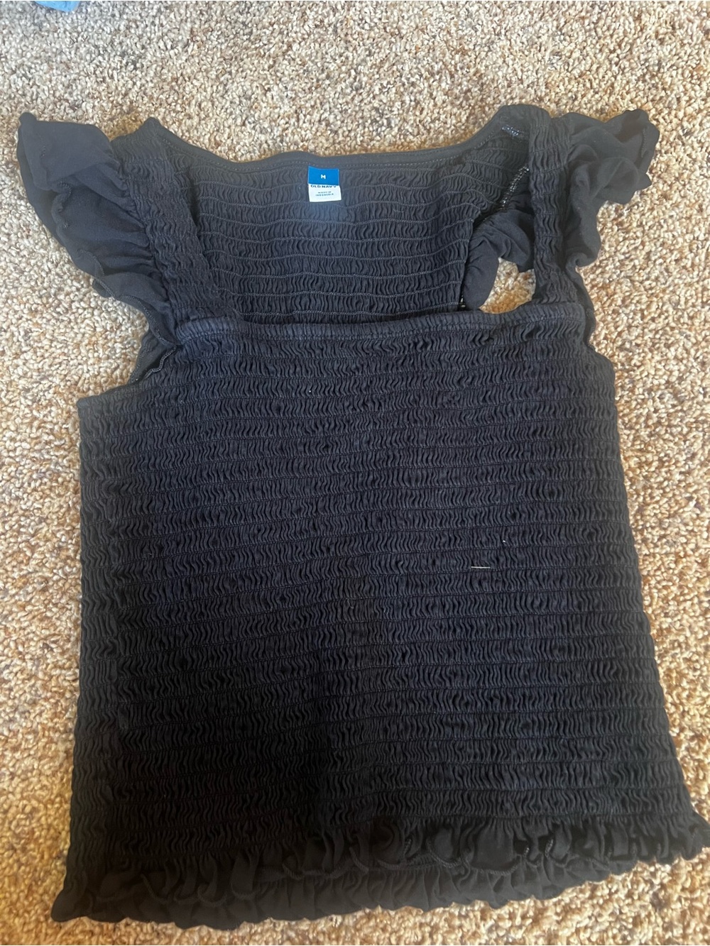 Old Navy Black Shirred Ruffle Sleeve Camisole